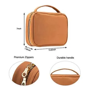 Famiry Travel Jewelry Organizer, Large Capacity Case for Tangle-Free Earrings, Necklace, Earrings, Rings, Bracelet （Brown Vegan Leather） - Perfect for Valentine's Day