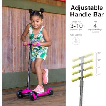 6KU Scooters for Kids 3-10 Year Old with Flash Wheels, Toddler Scooter 4 Adjustable Height, Extra-Wi...