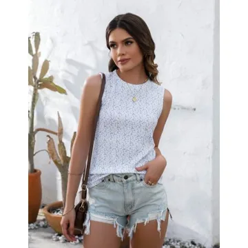 Zeagoo Women's High Neck Slim Basic Tank Top Fitted Knit Textured Sleeveless Shirts