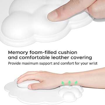JIKIOU Cloud Mouse Pad with Wrist Support for Pain Relief
