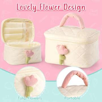 Atoylink Wooden Makeup Toy Set, 15Pcs Hair Salon Girl Toys Toddler Pretend Play Makeup Kit with Plush Makeup Bag Princess Beauty Realistic Accessories for Girls Age 3 4 5 6 Birthday Gifts