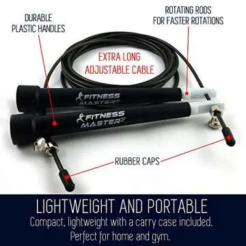 Jump Rope - Best for Speed Jumping, Double Unders, WOD, MMA, Boxing, Skipping Workout, Fitness Exercise Training - Adjustable Length - with Carry case, Spare Screw kit