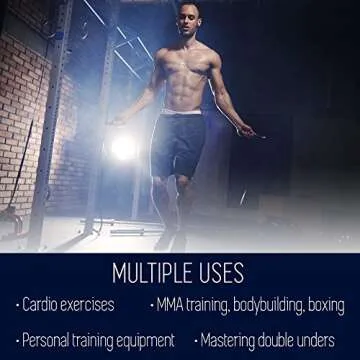 Jump Rope - Best for Speed Jumping, Double Unders, WOD, MMA, Boxing, Skipping Workout, Fitness Exercise Training - Adjustable Length - with Carry case, Spare Screw kit