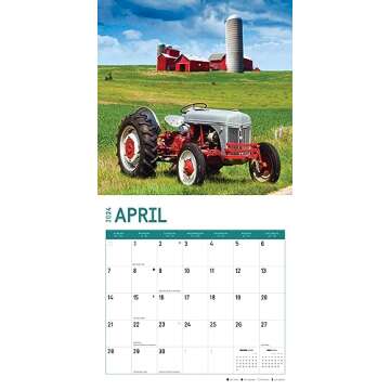 2024 Vintage Tractors Monthly Wall Calendar by Bright Day, 12 x 12 Inch Antique Farm Machinery