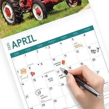 2024 Vintage Tractors Monthly Wall Calendar by Bright Day, 12 x 12 Inch Antique Farm Machinery