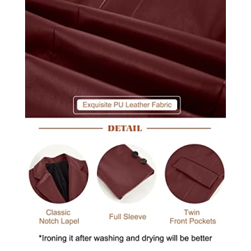 Stylish Pepochic Faux Leather Oversized Blazer for Women