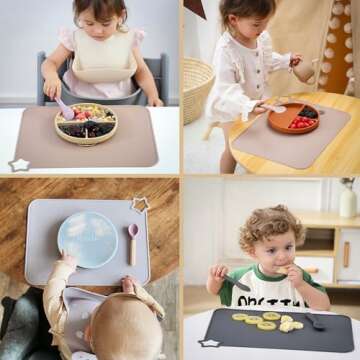 Moonkie Silicone Placemats for Kids - Eco-Friendly & Easy Clean