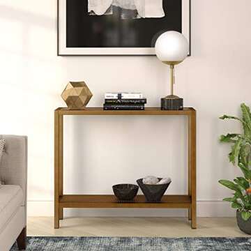 Henn&Hart 36" Wide Rectangular Console Table in Brass, Entryway Table, Accent Table for Living Room, Hallway