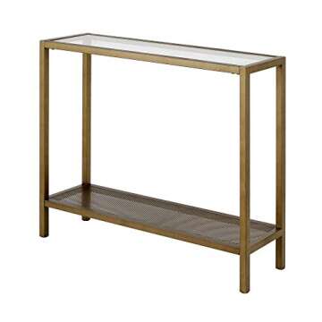 Henn&Hart 36" Wide Rectangular Console Table in Brass, Entryway Table, Accent Table for Living Room, Hallway