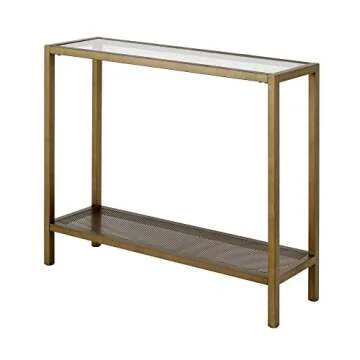 Henn&Hart 36" Wide Rectangular Console Table in Brass, Entryway Table, Accent Table for Living Room, Hallway