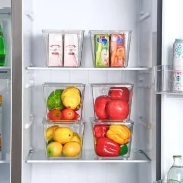 Vtopmart 6 Pack Clear Stackable Storage Bins with Lids, Medium Plastic Containers with Handle for Pantry Organizer and Storage,Perfect for Kitchen,Fridge,Cabinet, Closet,Bathroom Organization