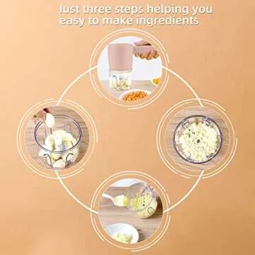 New 2 in 1 Mini Electric Whisk,with Garlic Chopper,USB Rechargeable Detachable Handheld Egg Beater, Good Helper in the Kitchen Making Cakes (Pink)