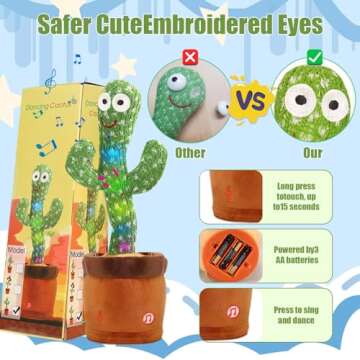 MIAODAM Dancing Cactus Baby Toy - Talking, Singing, Interactive, Plush Figure with 100 Songs for Kids and Adults