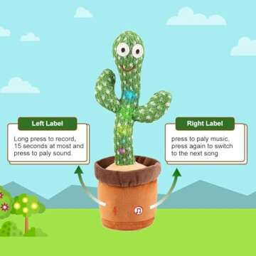 MIAODAM Dancing Cactus Baby Toy - Talking, Singing, Interactive, Plush Figure with 100 Songs for Kids and Adults