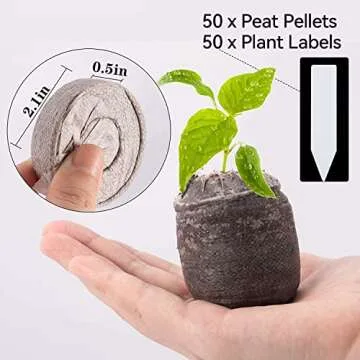 50 Pcs Peat Pellet- 50mm Seeds Plant Starting Compressed Nutrient Fertilizer Fiber Soil Block Plant Starting Plugs Peat Pellets Bulk for Plant Seedling Transplanting Growing Herb Flower Vegetables