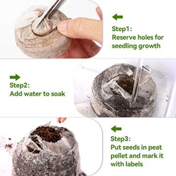 50 Pcs Peat Pellet- 50mm Seeds Plant Starting Compressed Nutrient Fertilizer Fiber Soil Block Plant Starting Plugs Peat Pellets Bulk for Plant Seedling Transplanting Growing Herb Flower Vegetables