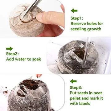 50 Pcs Peat Pellet- 50mm Seeds Plant Starting Compressed Nutrient Fertilizer Fiber Soil Block Plant Starting Plugs Peat Pellets Bulk for Plant Seedling Transplanting Growing Herb Flower Vegetables