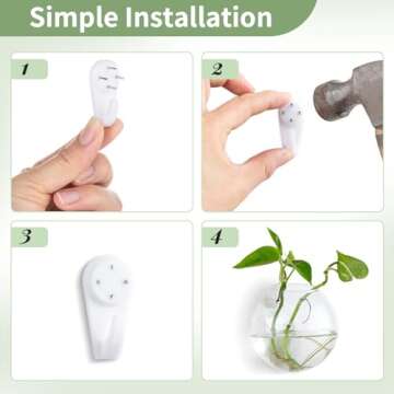 NUPTIO Wall Hanging Planters Terrarium: 4Pcs Clear Glass Wall-Mounted Vases for Indoor Office Garden Living Room - Oblate Plant Pots Hydroponic Containers Propagation Stations for Flowers