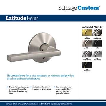 SCHLAGE Custom FC21 LAT 622 COL Latitude Lever with Collins Trim Hall-Closet and Bed-Bath Lock, Matte Black