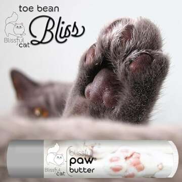 The Blissful Cat Paw Butter, Moisturizer for Dry Paw Pads, Softens and Protects Rough Feet, Versatile, Lick-Safe Balm, 0.15 oz.