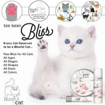 The Blissful Cat Paw Butter, Moisturizer for Dry Paw Pads, Softens and Protects Rough Feet, Versatile, Lick-Safe Balm, 0.15 oz.
