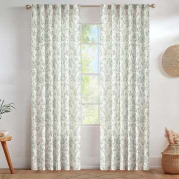 Vangao Floral Curtains: 84" Light Filtering Drapes