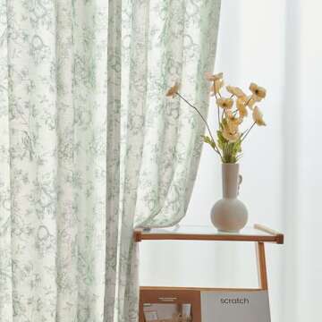 Vangao Floral Curtains: 84" Light Filtering Drapes