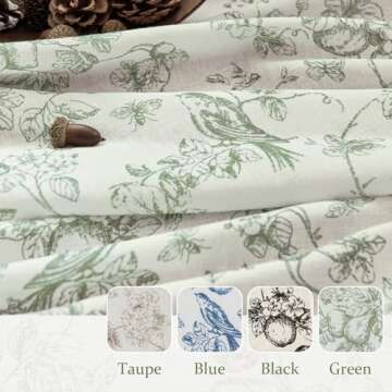 Vangao Floral Curtains: 84" Light Filtering Drapes