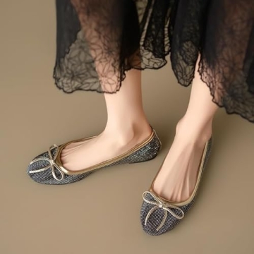 SHODENSE Women Rhinestone Ballet Flats for All Occasions