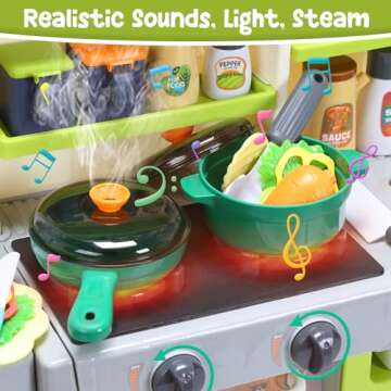 HOLYFUN Kids Kitchen Playset with Lights and Sounds
