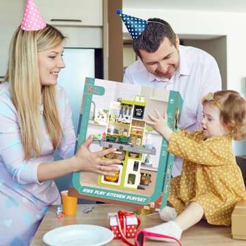 HOLYFUN Kids Kitchen Playset with Lights and Sounds