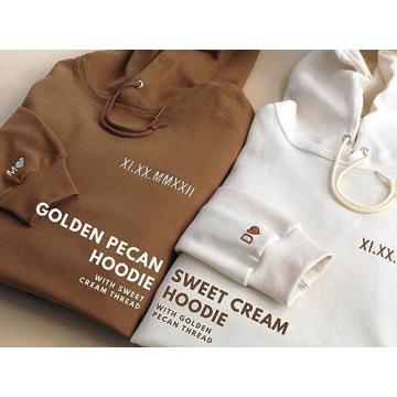 Custom Embroidered Roman Numeral Hoodie for Couples' Gifts