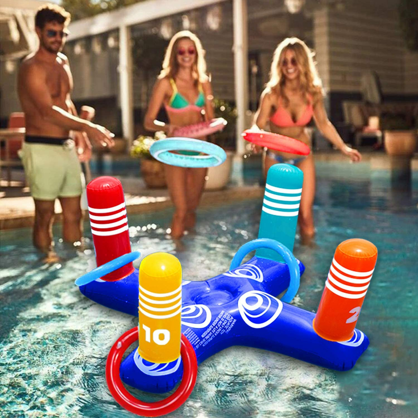 Inflatable Pool Ring Toss Game for Summer Fun