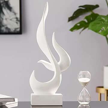 Joylern Resin Art Statue Minimalist Figurines Abstract Sculpture Desk Table Sculpture Ornaments for Home Bedroom Living Room Garden Office - White