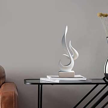 Joylern Resin Art Statue Minimalist Figurines Abstract Sculpture Desk Table Sculpture Ornaments for Home Bedroom Living Room Garden Office - White