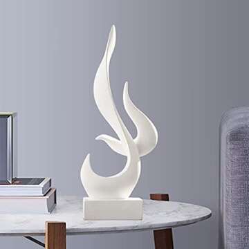 Joylern Resin Art Statue Minimalist Figurines Abstract Sculpture Desk Table Sculpture Ornaments for Home Bedroom Living Room Garden Office - White