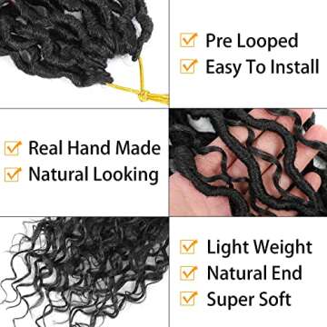 Goddess Locs Crochet Hair 14 Inch, 8 Packs Faux Locs Crochet Hair Pre Looped for Women, Boho Crochet Locs with Curly Ends (Black)