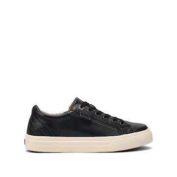 Taos Plim Soul Lux Women's Sneaker - Soft Premium Leather Lace Up Sneakers with All Day Walking Comfort and Support Black Leather 8 (W) US