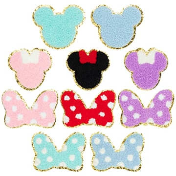 10 Cute Mouse and Bow Chenille Iron-On Patches