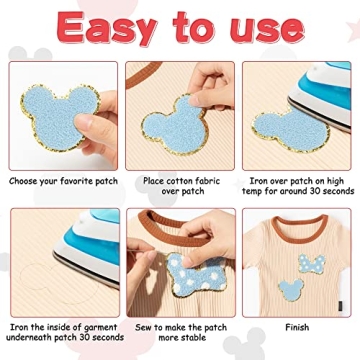 10 Cute Mouse and Bow Chenille Iron-On Patches