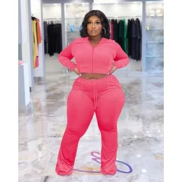 YIDENGYMX Women’s Velour Hoodie Tracksuit - Stylish Comfort