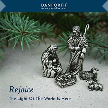 DANFORTH Holy Family Nativity Set, Handcrafted Pewter Nativity Set/Scene, Made in USA