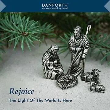 DANFORTH Holy Family Nativity Set, Handcrafted Pewter Nativity Set/Scene, Made in USA
