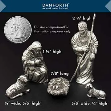 DANFORTH Holy Family Nativity Set, Handcrafted Pewter Nativity Set/Scene, Made in USA