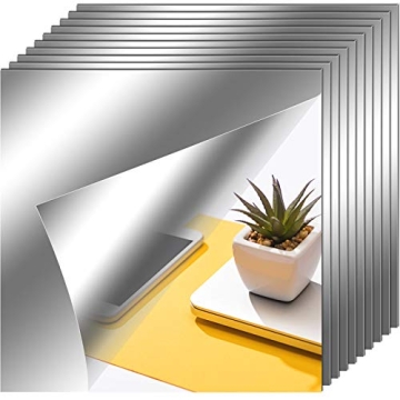 Zonon Flexible Mirror Sheets Self Adhesive Non Glass Mirror Tiles for Home Wall Decor (10 Pieces, 6 ...