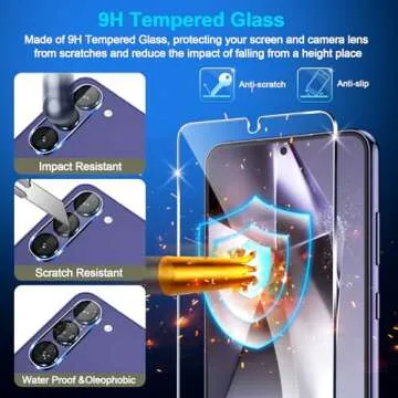 3 Pack Glass Screen Protector for Samsung Galaxy S24 Plus [6.7 inch] + 3 Pack Camera Lens Protector, 9H Tempered Glass, Fingerprint Unlock, HD Clear Case Friendly Anti-Scratch