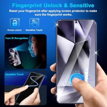 3 Pack Glass Screen Protector for Samsung Galaxy S24 Plus [6.7 inch] + 3 Pack Camera Lens Protector, 9H Tempered Glass, Fingerprint Unlock, HD Clear Case Friendly Anti-Scratch