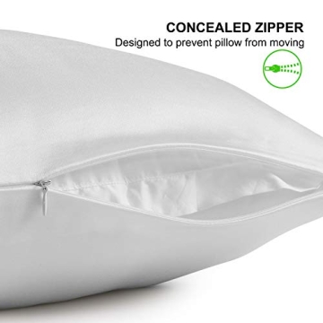 ALASKA BEAR 100% Pure Mulberry Silk Pillowcase for Curly Hair Pillow Slip Cover Machine Washable Body Size(1pc, Cool White)