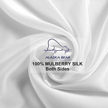 ALASKA BEAR 100% Pure Mulberry Silk Pillowcase for Curly Hair Pillow Slip Cover Machine Washable Body Size(1pc, Cool White)