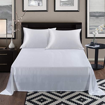 ALASKA BEAR 100% Pure Mulberry Silk Pillowcase for Curly Hair Pillow Slip Cover Machine Washable Body Size(1pc, Cool White)